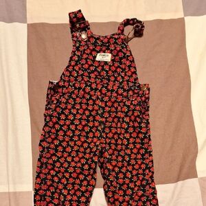 OshKosh B'gosh Floral 18 month old Overalls - Black and Red